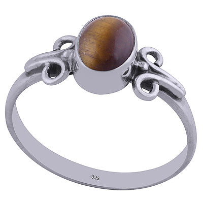 Beautiful Side Work Tiger's Eye Oval Shape 925 Sterling Solid Silver Ring - R3401837-203