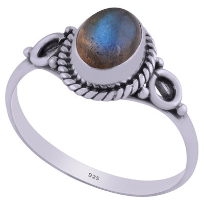 Beautiful Wire Coil Work Around Labradorite Oval Shape 925 Sterling Solid Silver Ring - R3401845-27