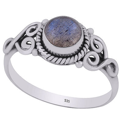 Gorgeous Wire Work Around Labradorite Round Shape 925 Sterling Solid Silver Ring - R3401852-65