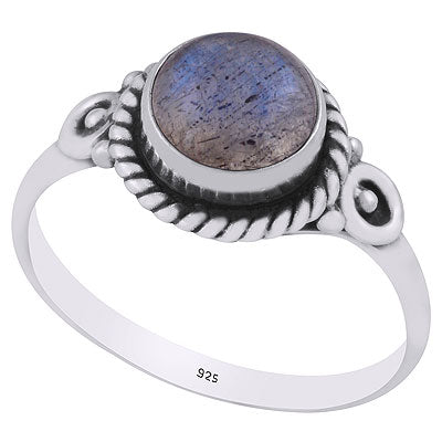 Gorgeous Twisted Wire Work Around Labradorite Round Shape 925 Sterling Solid Silver Ring - R3401854-85