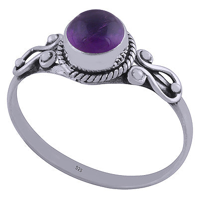 Gorgeous Handwork Around Amethyst Round Shape 925 Sterling Solid Silver Ring - R3401857-122