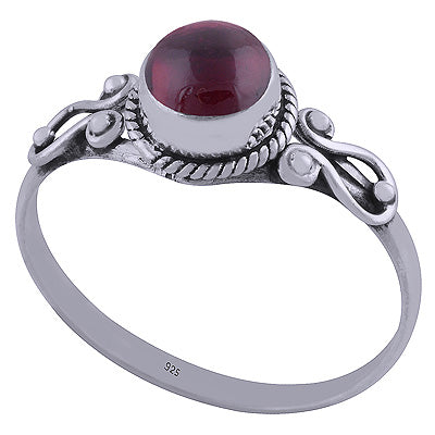 Gorgeous Handwork Around Garnet Round Shape 925 Sterling Solid Silver Ring - R3401857-130