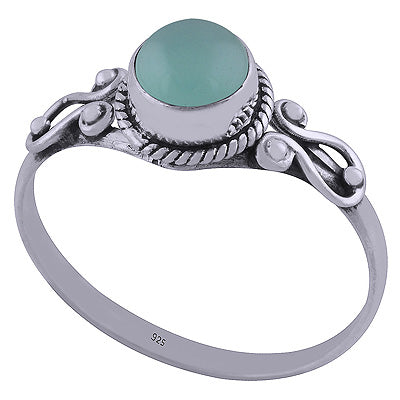 Gorgeous Handwork Around Aqua Chalcedony Round Shape 925 Sterling Solid Silver Ring - R3401857-213