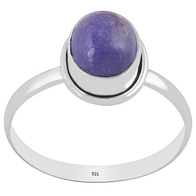 Plain Wire Around Tanzanite Oval Shape 925 Sterling Solid Silver Ring - R3401942-24