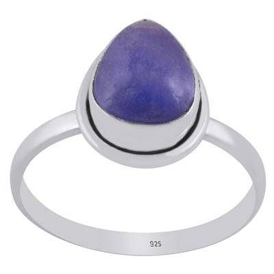 Plain Wire Around Tanzanite Pear Shape 925 Sterling Solid Silver Ring - R3401942-25