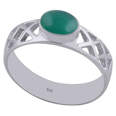Alluring Cut Work Around Green Onyx Oval Shape 925 Sterling Solid Silver Ring - R3401981-29