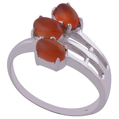 Beautifully Seated Multiple Gemstones Around Carnelian Oval Shape 925 Sterling Solid Silver Ring - R3401989-20