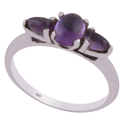 Alluring Multiple Gemstones Around Amethyst Pear Shape 925 Sterling Solid Silver Ring - R3401991-27