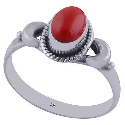 Coral 925 Sterling Silver Ring - R3401999-79