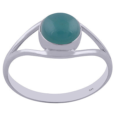 Stunning Split Shank Around Green Onyx Round Shape 925 Sterling Solid Silver Ring - R3402004-35