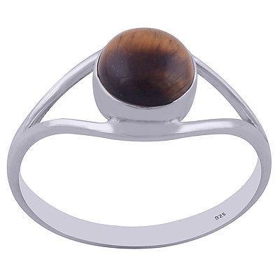 Stunning Split Shank Around Tiger's Eye Round Shape 925 Sterling Solid Silver Ring - R3402004-38