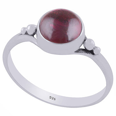 Beautiful Rawa Work Around Garnet Round Shape 925 Sterling Solid Silver Ring - R3402005-6