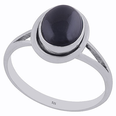 Alluring Split Shank Around Black Onyx Oval Shape 925 Sterling Solid Silver Ring - R3402006-51