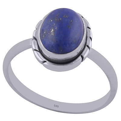 Beautiful Wire Work Around Lapis Oval Shape 925 Sterling Solid Silver Ring - R3402007-75
