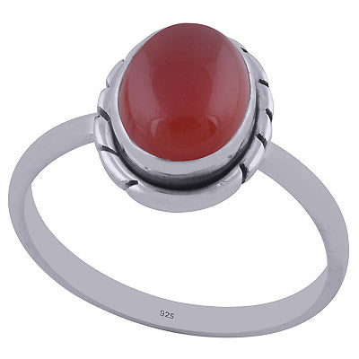 Beautiful Wire Work Around Carnelian Oval Shape 925 Sterling Solid Silver Ring - R3402007-76