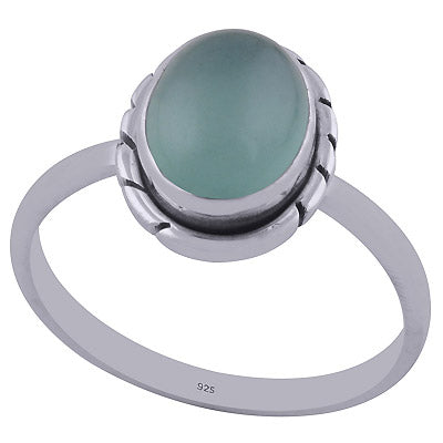 Beautiful Wire Work Around Aqua Chalcedony Oval Shape 925 Sterling Solid Silver Ring - R3402007-79