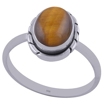 Beautiful Wire Work Around Tiger's Eye Oval Shape 925 Sterling Solid Silver Ring - R3402007-80