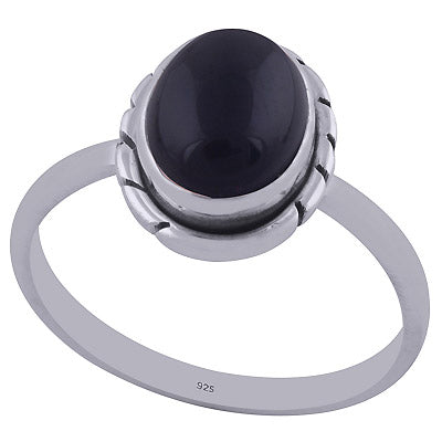 Beautiful Wire Work Around Black Onyx Oval Shape 925 Sterling Solid Silver Ring - R3402007-83