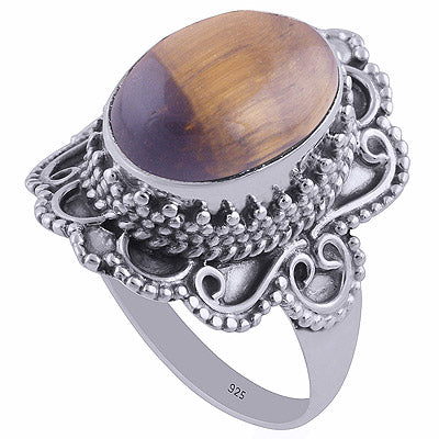 Tiger's Eye 925 Sterling Silver Ring - R3402011-33