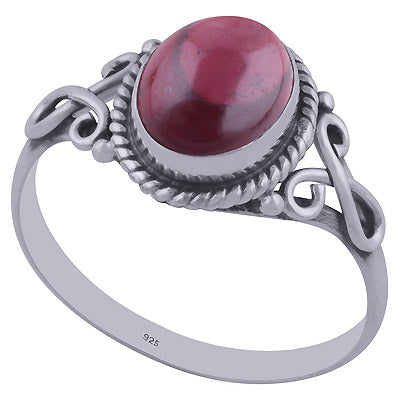 Alluring Twisted Wire Work Around Garnet Oval Shape 925 Sterling Solid Silver Ring - R3402019-4