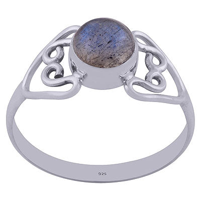 Gorgeous Wire Work Around Labradorite Round Shape 925 Sterling Solid Silver Ring - R3402021-25