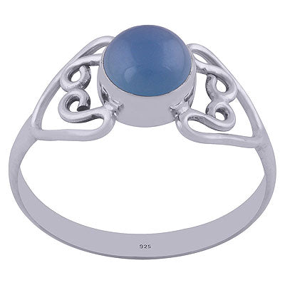 Gorgeous Wire Work Around Blue Chalcedony Round Shape 925 Sterling Solid Silver Ring - R3402021-41
