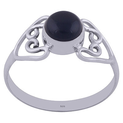 Gorgeous Wire Work Around Black Onyx Round Shape 925 Sterling Solid Silver Ring - R3402021-49