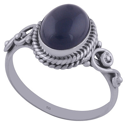 Beautiful Handwork Around Black Onyx Oval Shape 925 Sterling Solid Silver Ring - R3402031-42