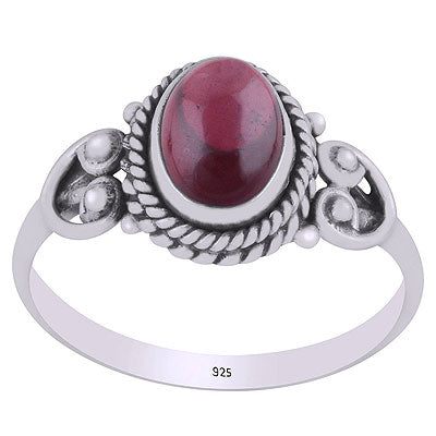 Beautifully Handcrafted Twisted Wire Work Around Garnet Oval Shape 925 Sterling Solid Silver Ring - R3402032-58