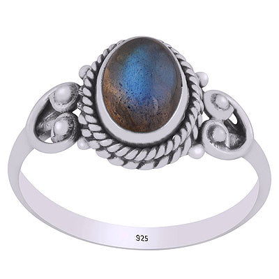 Beautifully Handcrafted Twisted Wire Work Around Labradorite Oval Shape 925 Sterling Solid Silver Ring - R3402032-61
