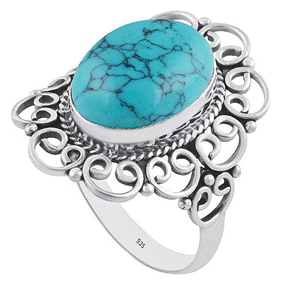 Beautiful Handwork Split Shank Turquoise Oval Shape 925 Sterling Solid Silver Ring - R3402072-4