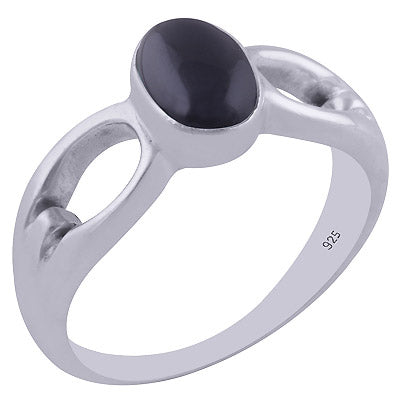 Alluring Cut Work Around Black Onyx Oval Shape 925 Sterling Solid Silver Ring - R3402078-34
