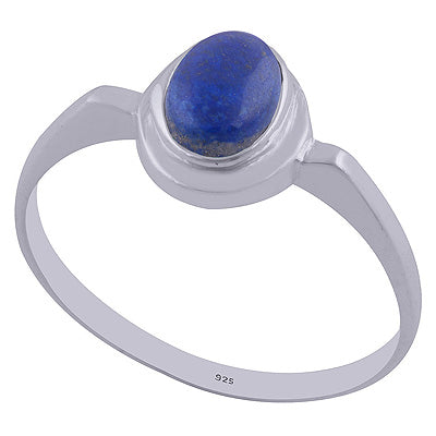 Beautiful Plain Tapered Shank Lapis Oval Shape 925 Sterling Solid Silver Ring - R3402079-36