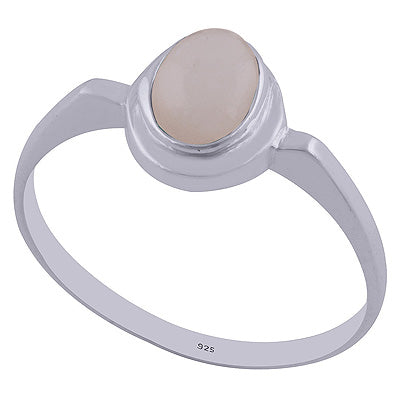 Beautiful Plain Tapered Shank Moonstone Oval Shape 925 Sterling Solid Silver Ring - R3402079-37