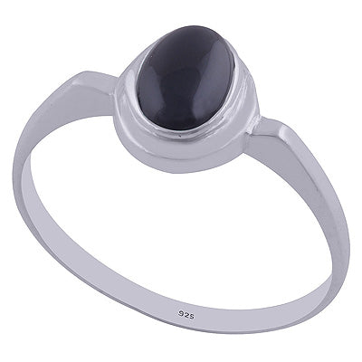 Beautiful Plain Tapered Shank Black Onyx Oval Shape 925 Sterling Solid Silver Ring - R3402079-38