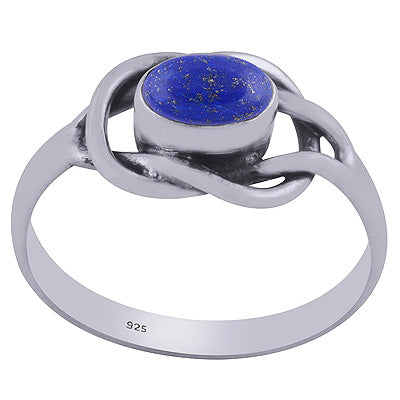 Beautiful Knot Work Around Lapis Oval Shape 925 Sterling Solid Silver Rings - R3402120-42
