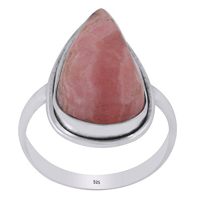 Stunning Stone Rhodochrosite Pear Shape 925 Sterling Solid Silver Ring - R3402138-201