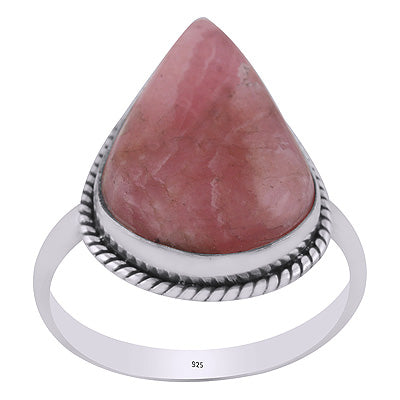Alluring Twisted Wire Work Around Rhodochrosite Pear Shape 925 Sterling Solid Silver Ring - R3402139-182