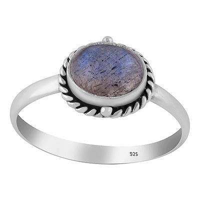 Stunning Oxidised Twisted Wire And Rawa Work Around Labradorite Oval Shape 925 Sterling Solid Silver Ring - R3402142-38