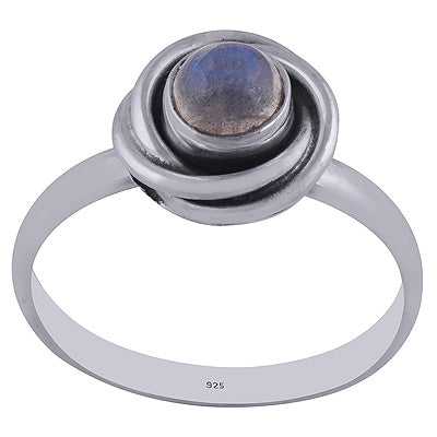 Beautiful Twisted Shank Around Labradorite Round Shape 925 Sterling Solid Silver Rings - R3402145-35