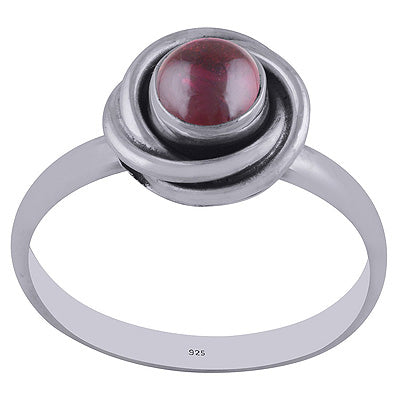 Beautiful Twisted Shank Around Garnet Round Shape 925 Sterling Solid Silver Rings - R3402145-9