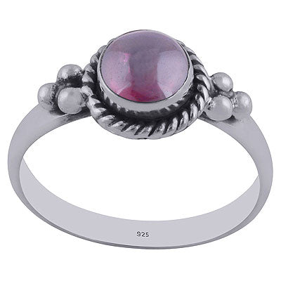 Alluring Rawa & Twisted Wire Work Around Garnet Round Shape 925 Sterling Solid Silver Ring - R3402146-9
