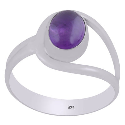 Beautiful Shank Around Amethyst Oval Shape 925 Sterling Solid Silver Ring - R3402155-70