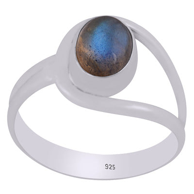 Beautiful Shank Around Labradorite Oval Shape 925 Sterling Solid Silver Ring - R3402155-74