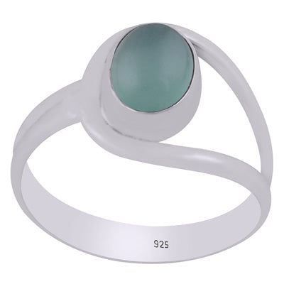 Beautiful Shank Around Aqua Chalcedony Oval Shape 925 Sterling Solid Silver Ring - R3402155-79