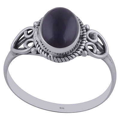Gorgeous Handwork Around Black Onyx Oval Shape 925 Sterling Solid Silver Ring - R3402157-41