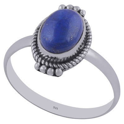 Authentic Rawa & Wire Work Around Lapis Oval Shape 925 Sterling Solid Silver Ring - R3402160-28