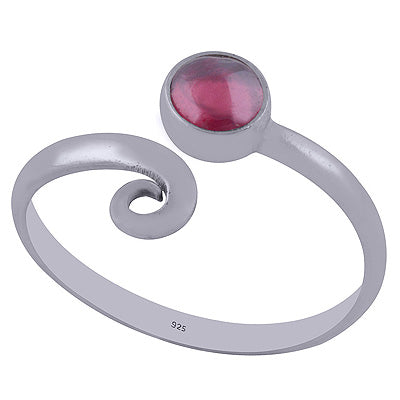 Beautifully Designed Minimal Garnet Round Shape 925 Sterling Solid Silver Ring - R3402162-10