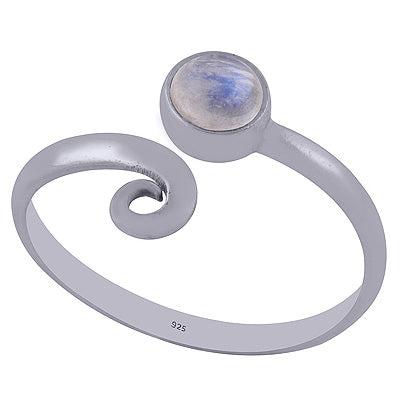 Beautifully Designed Minimal Rainbow Moonstone Round Shape 925 Sterling Solid Silver Ring - R3402162-21