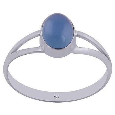 Beautiful Split Shank Blue Chalcedony Oval Shape 925 Sterling Solid Silver Ring - R3402164-39